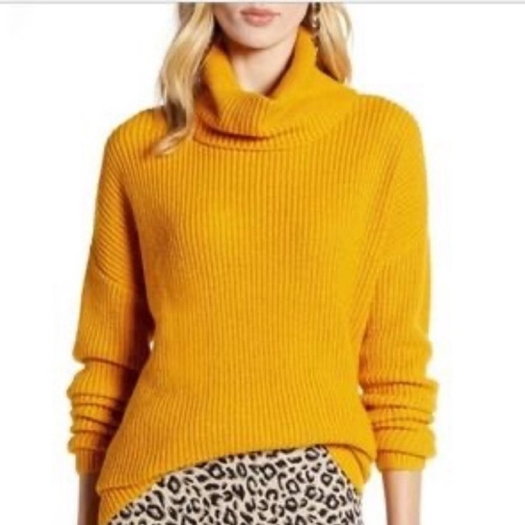 Halogen Mustard Yellow Chunky Turtleneck Sweater - Picture 2 of 8
